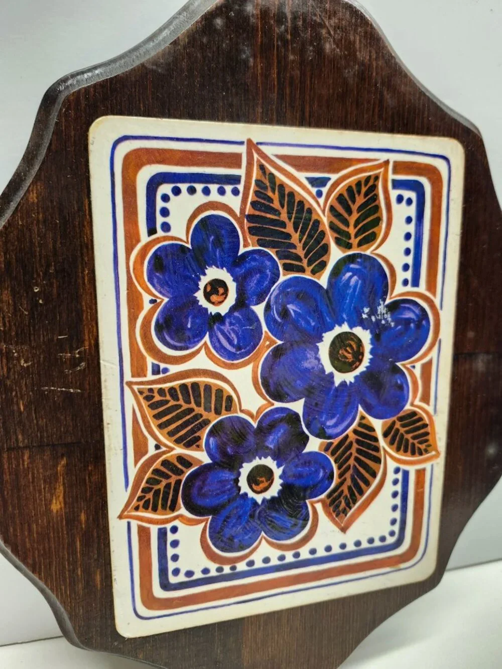 Handmade Wooden Wall Plaque Retro Floral NYC Made Vintage 70s - Picture 3 of 11
